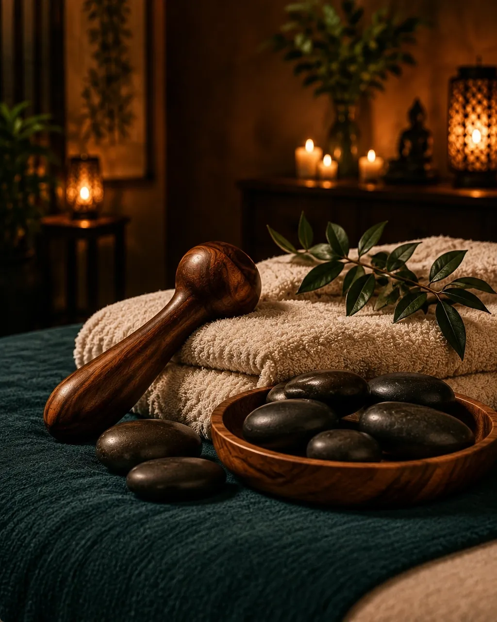 A calm treatment room set for a focused massage